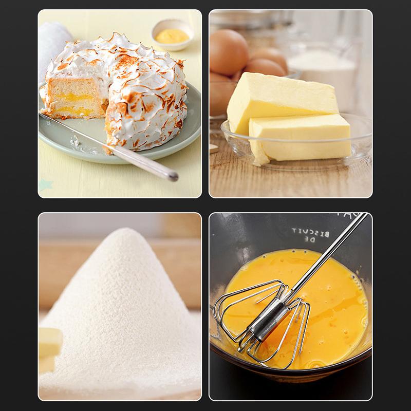 304 Stainless Steel Egg Whisk Semi Automatic Egg Beater Manual Hand Mixer Self Turning Egg Stirrer Kitchen Accessories Egg Tools