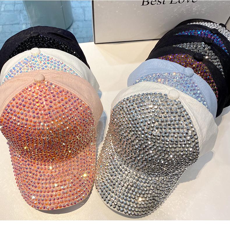 Summer Ladies Baseball Cap Korean Wild Spring and Autumn Rhinestone Caps Fashion Personality Street Highlights Hip-hop Hats EMA