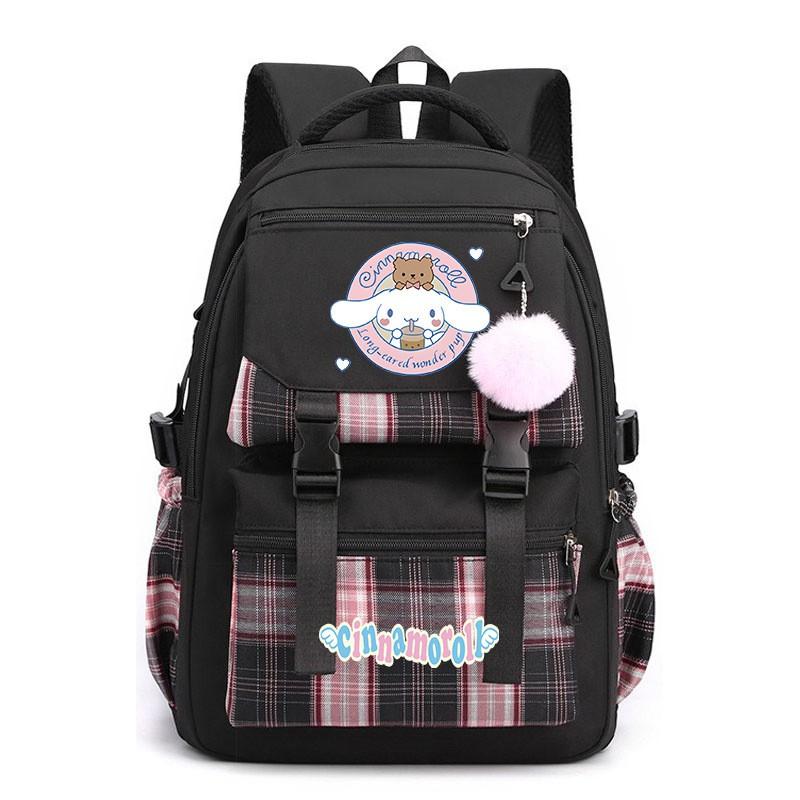Cinnamoroll Kids School Backpack Boys Girls Large Capacity 20-35L Nylon Dual Strap Bag With Arc Shoulder Straps