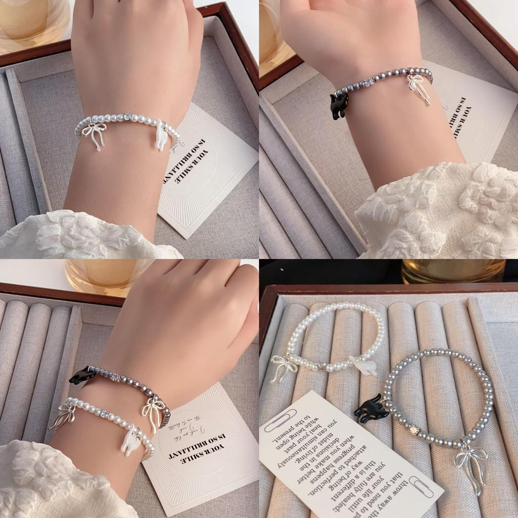 Cat Highend Stylish Bowknot Pearl Hand Accessory Bracelet For Womens Outfits Summer