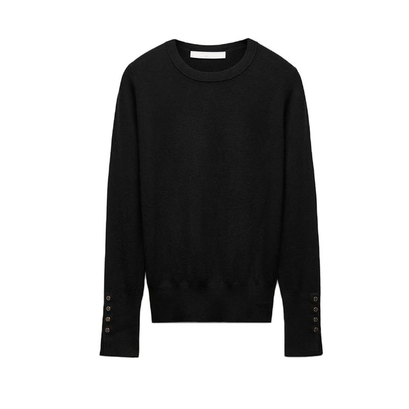 Fall and Winter New Women's Clothing Cuff Four Buttons Plain Stitch Basic Round Neck Long Sleeves Knitwear Tops 8851170