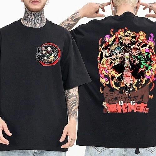 Demon Slayer Kamado Tanjirou Anime Manga T-Shirt Tee Costumes Polyester Unisex M