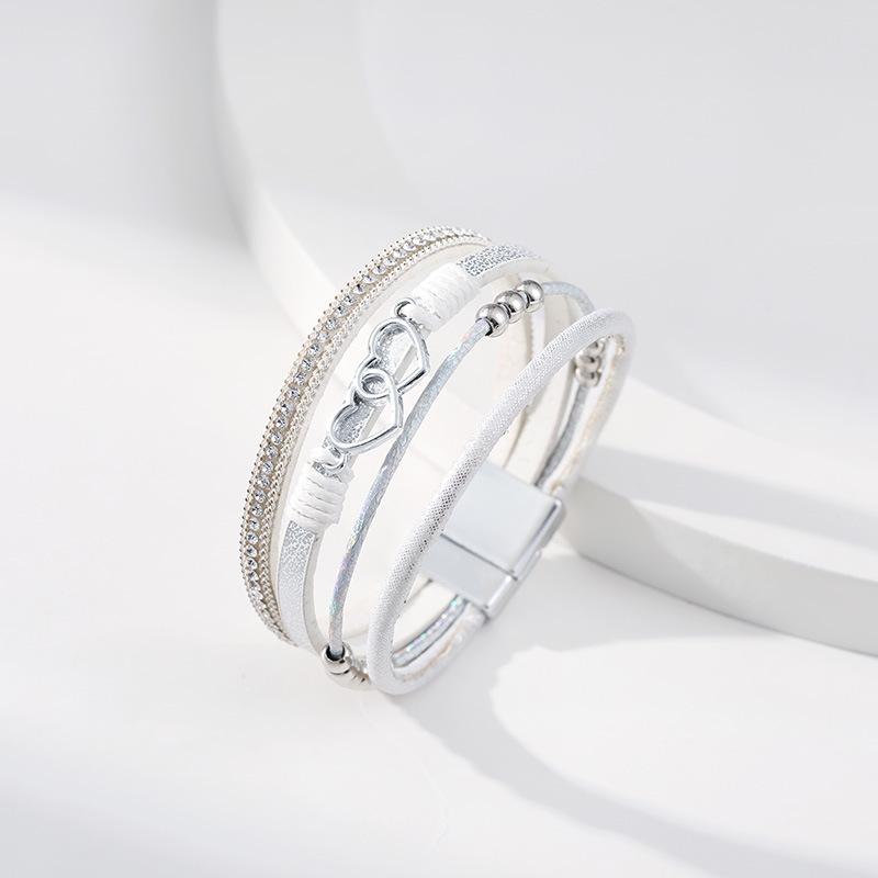 Multi Layer Leather Bracelet for Women Heart Accessories  Stylish Ladies Hand Jewelry Gift