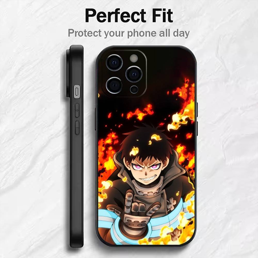 F-Force F-Fire S-Shinra Kusakabe Phone Case For iPhone17,16,15,14,13,12 Plus,Max Soft Silicone Black Cover iPhone12PRO