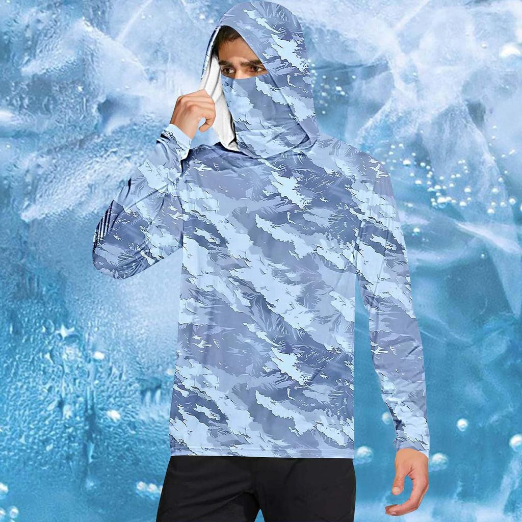 Herrskjorta med mask Lätt långärmad huva Vandring Fiske Prestanda