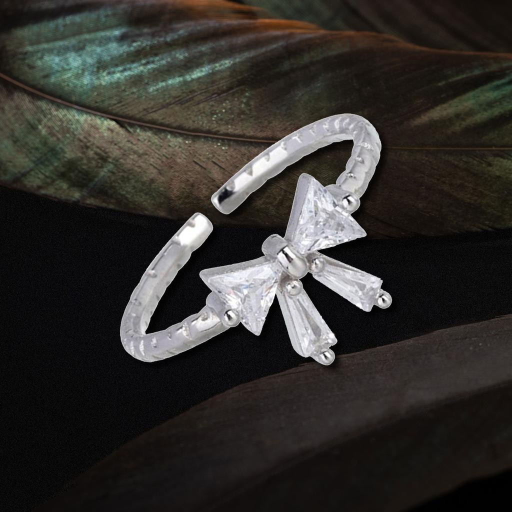 Elegant White Bowknot Rings Open Rings for Women and Girls Adjustable Zircon Jewelry Perfect for Parties and Dates