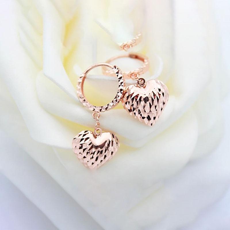 Exquisite Russian Purple Gold Car Flower Peach Heart Earrings Plated Rose Gold Laser Love Heart Temperament Ear Buckle Jewelry