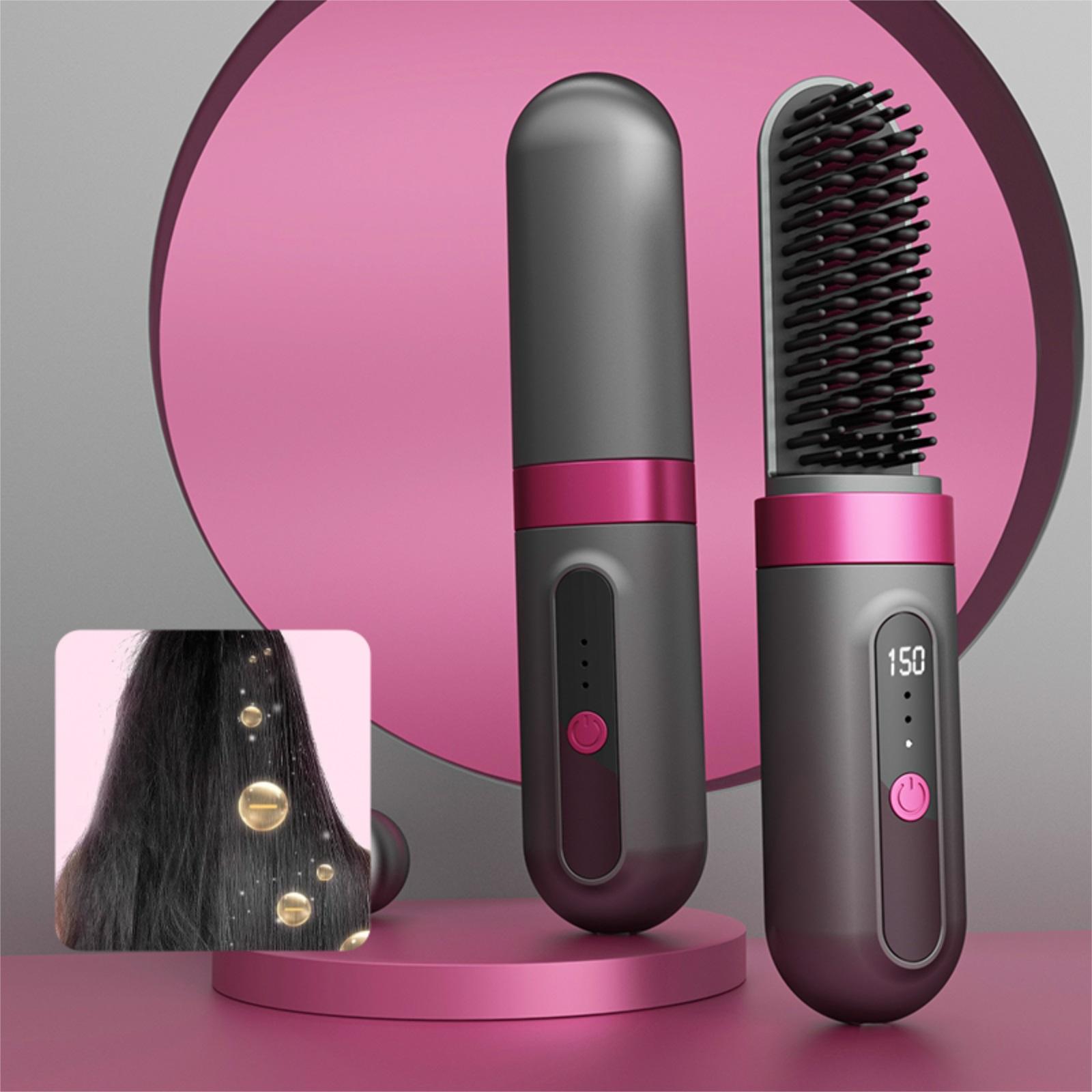 

Heated Hair Straightening Brush, Rechargeable Cordless, Portable, Quick Styling One Size