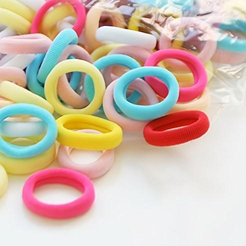 Toddler Girls Round Seamless Bulk Hair Ties Set (Pastel, 3cm, 100pcs)