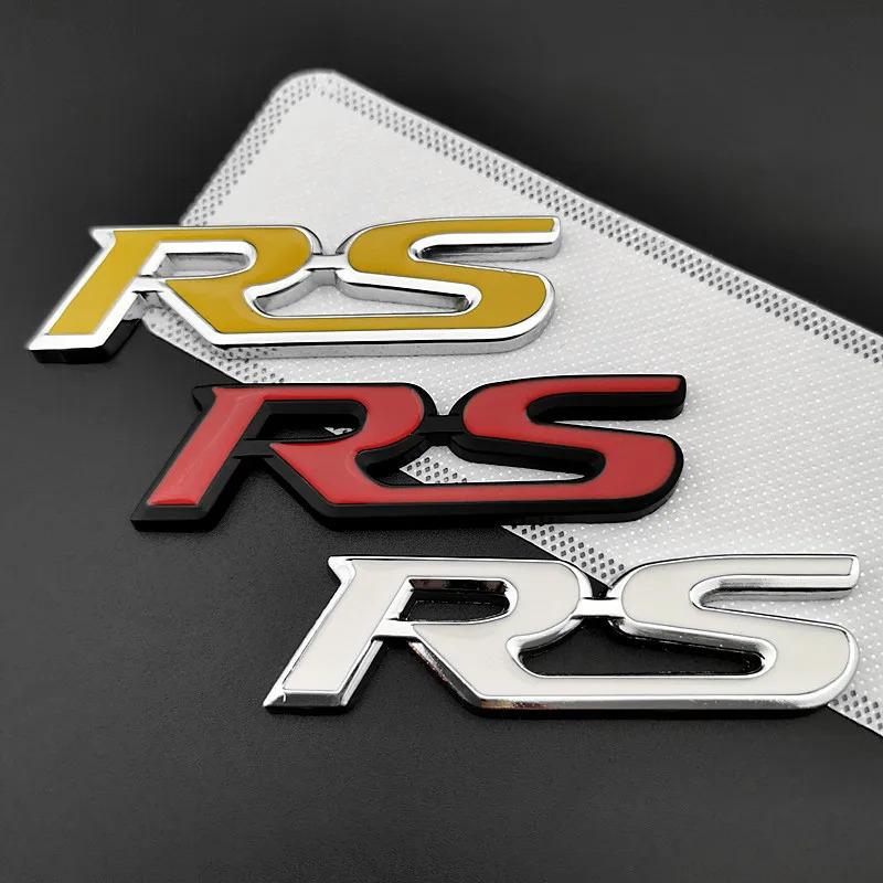 3d Metal RS Sticker Letters Logo Car Front Grille Rear Trunk Emblem Badge For Car Sport RS Sticker Acceessories