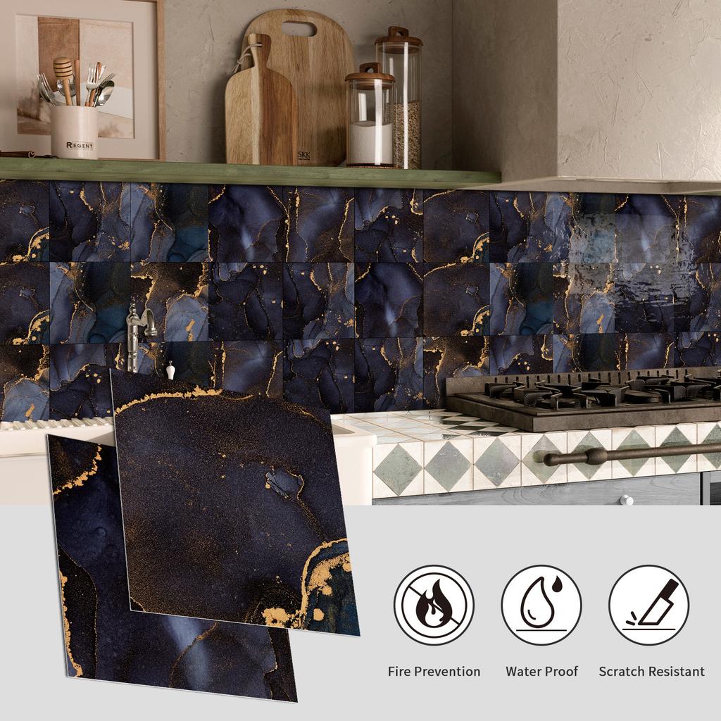 Self-adhesive Wall Sticker Kitchen Bathroom Waterproof and Oil-proof Crystal Tile Sticker Marble Pattern Home Decoration Wallpaper