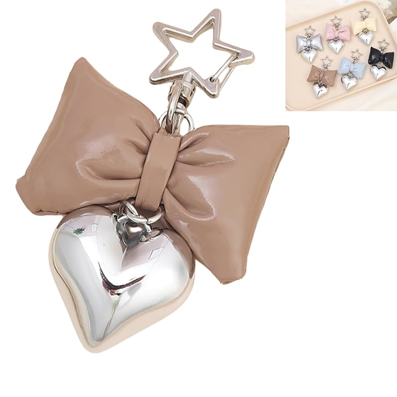 

[profit.relaxed] bag charm ladies ribbon heart key ring Travel (brown)