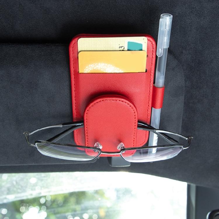 Magnetic Leather Storage Clip Auto Interior Accessory Car Glasses Holder Card Clip Universal Eyeglass Hanger for Visors