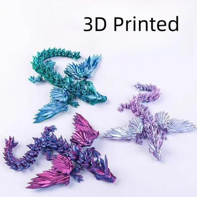 14cm 3D tištěný Kouzelný křídlatý drak Pohyblivý kloub Fidget hračka Otočný kloubový Kancelářský stolní ozdoba Hračka Řemesla Dárek