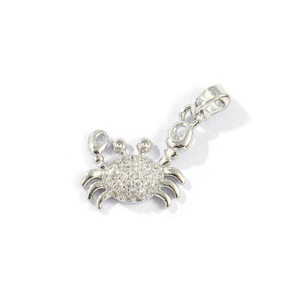2 PCs Brass Ocean Jewelry Charms Gold Plated Clear Cubic Zirconia Crab Lobster Pendants For DIY Necklace Jewelry Making Findings