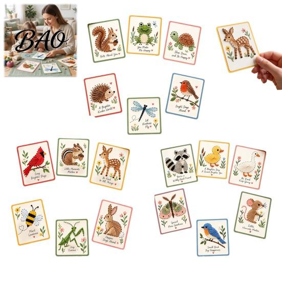 Needle And Thread Crafts Garden Animal Stitching Card Kit, DIY Stitch by Family Crafting Kits Hand, Embroidery Greeting Kit for Adults Beginners