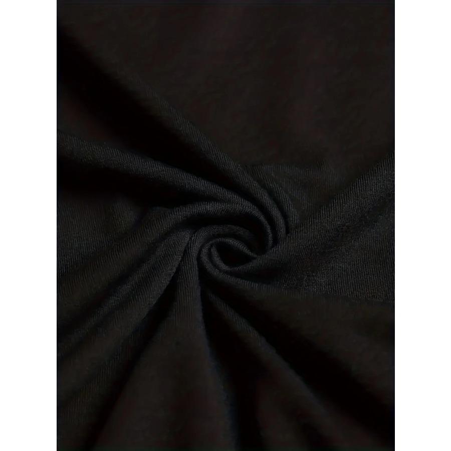 Men's Summer Casual Loose Size 100% Cotton Tees Black Print Round Neck Short Sleeve T-shirt Top