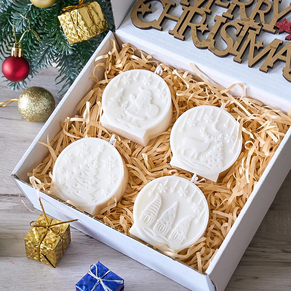 Christmas Ball Silicone Candle Mold DIY Relief Santa Claus Elk Craft Molds Plaster Resin Making Home Christmas Decor Art Gifts