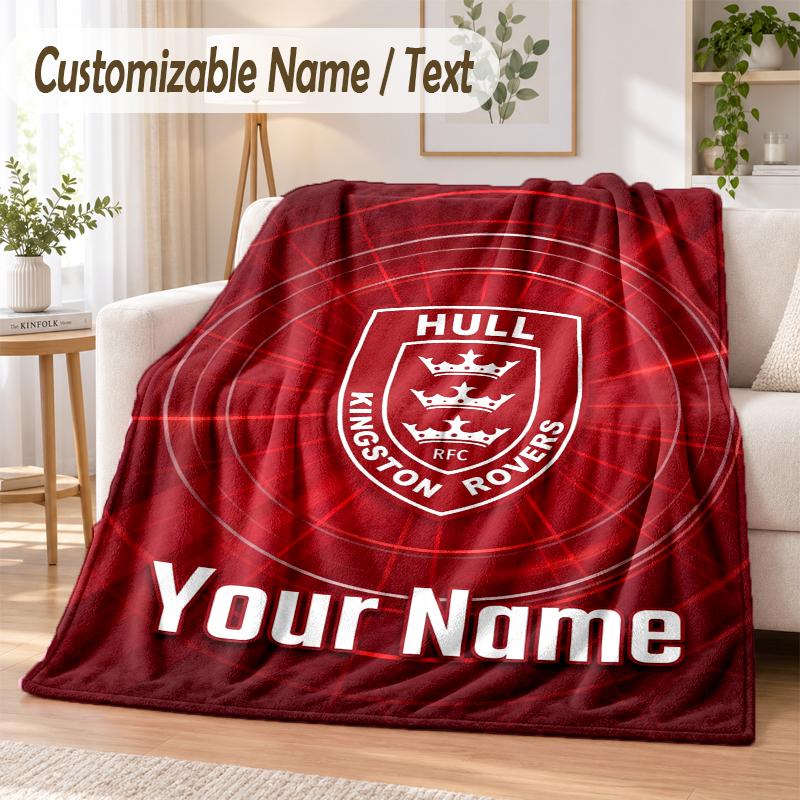 Custom Text Flannel Blanket Hull KR Print Warm Cozy Blanket Home Sofa Bedding