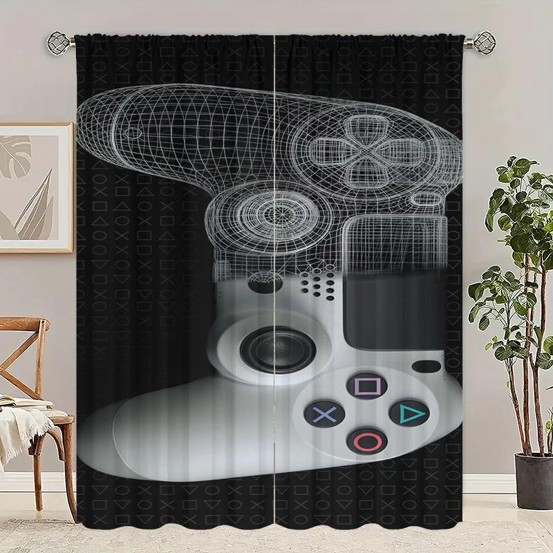 

2Pcs-PS5 Gamepad - Printed curtain, Polyester semi-transparent curtain -100% polyester material, home decor 29Wx64L(75x166CM)x2
