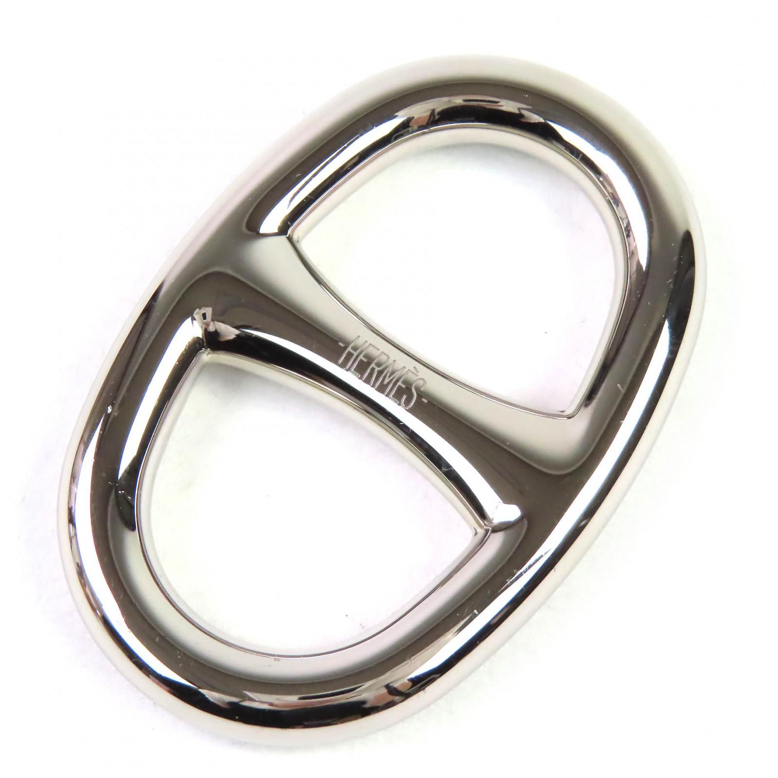 

Excellent HERMES Scarf ring Chaine d Ancre logo engraved Silver Women Used