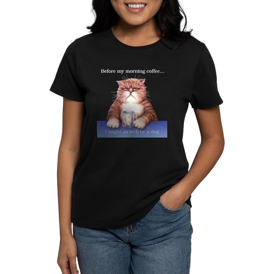 CafePress Coffee Cat Women s Dark T Shirt Womens Cotton Dark Graphic T-Shirt XXXXXL разноцветный