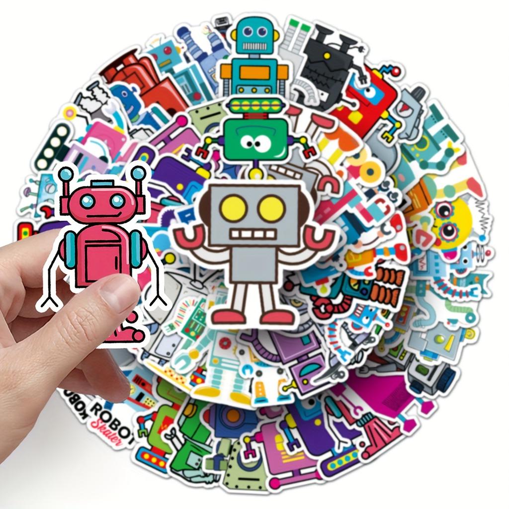 50pcs Robot Personalized Cartoon Creative Cute Stickers Decorate Notebook Mobile Phone Case Luggage Cup Stickers
