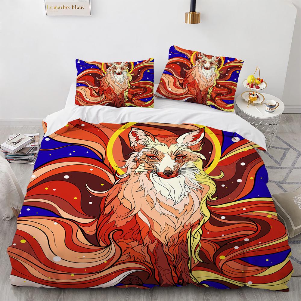 Animal Theme Duvet Cover Set 3D Print Fox Dragon Wolf Tiger Cute Cool Style Full King Size Bedding Set Polyester Comforter Cover