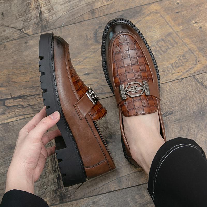 Men Business Dress Shoes Black Brown Slip-on Casual Comfortable High-end Loafers Gentlemen Social Shoes Men Sizes 38-45