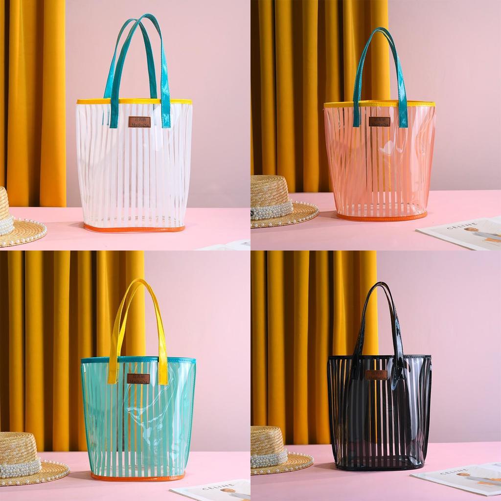 Pvc Transparent Tote Bag With Large Capacity For Beach And Swimming Pool Use