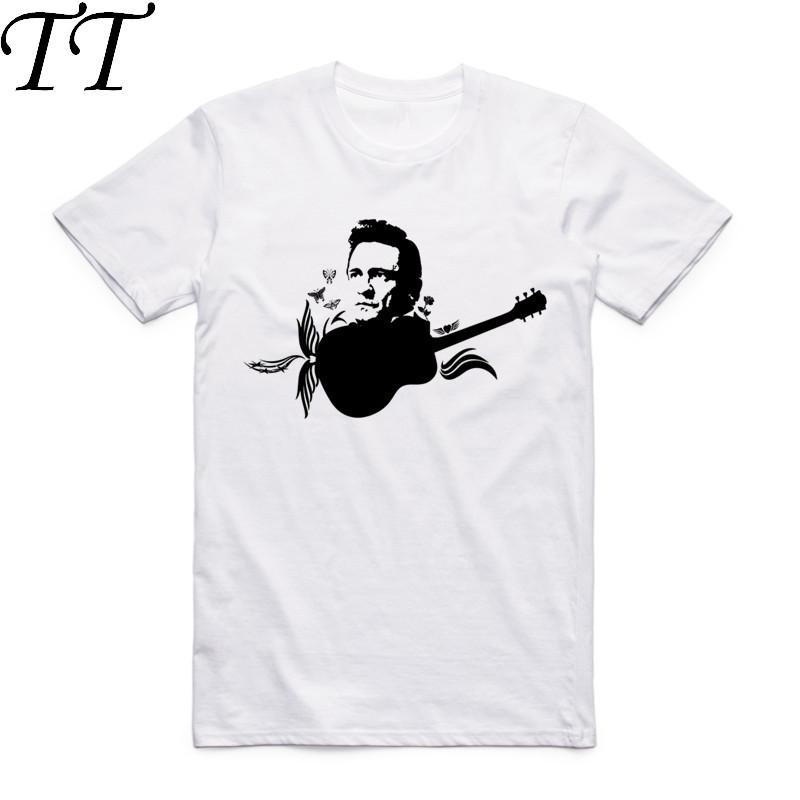 2019 Summer Men Women Print Johnny Cash White T Shirt Short Sleeves O Neck Cool Casual Rock N R