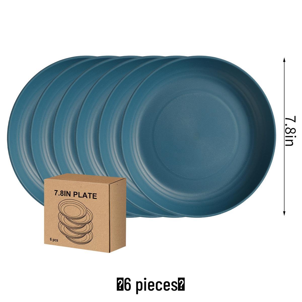 

Экологичный набор столовой посуды из пшеничной соломы, 24 предмета: Тарелки, Миски, Чашки и Столовые приборы