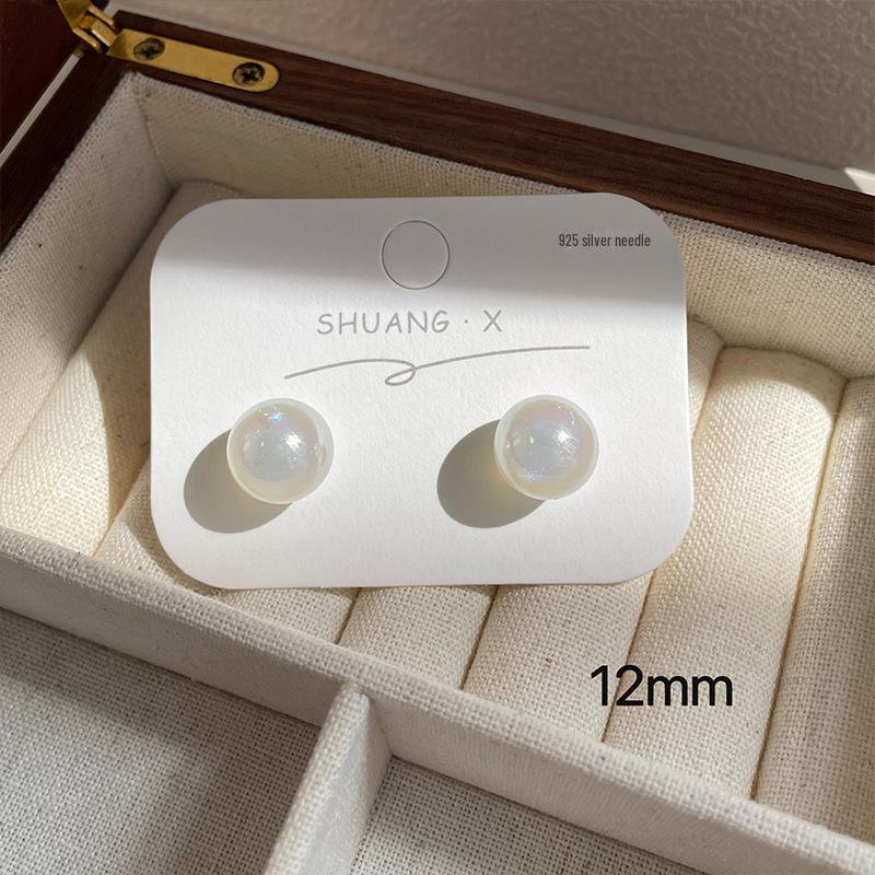 Korean Dazzling White Mermaid Pearl Silver Needle Earrings for Women, Light Luxury High-End Blogger Style