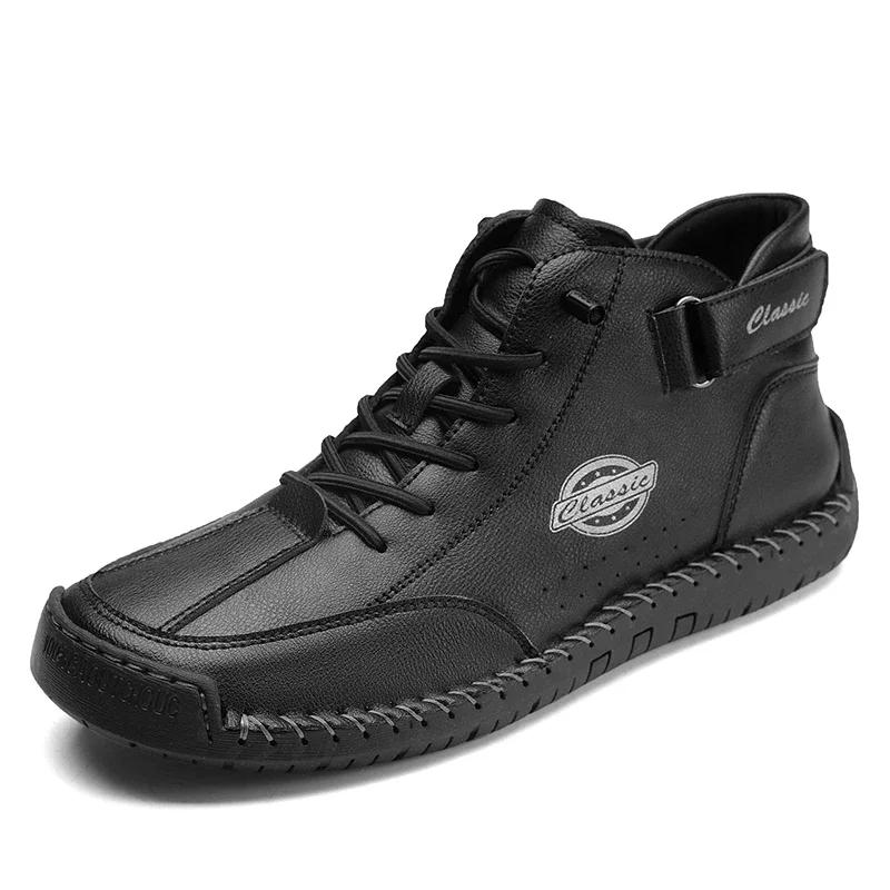 New Men's Boots PU Leather Men Ankle Boots Work Boots Outdoor Casual Sneakers Handmade Men's Luxury Boots Leather Designer Boots
