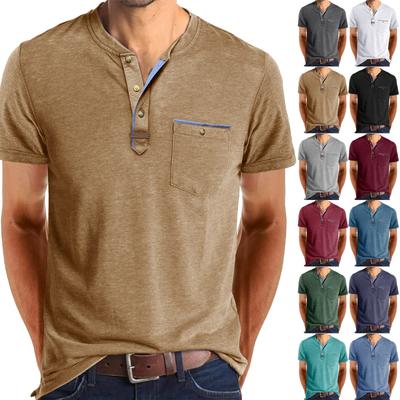 Men's Short Sleeved Shirt Men's 4-button T-shirt Casual Top