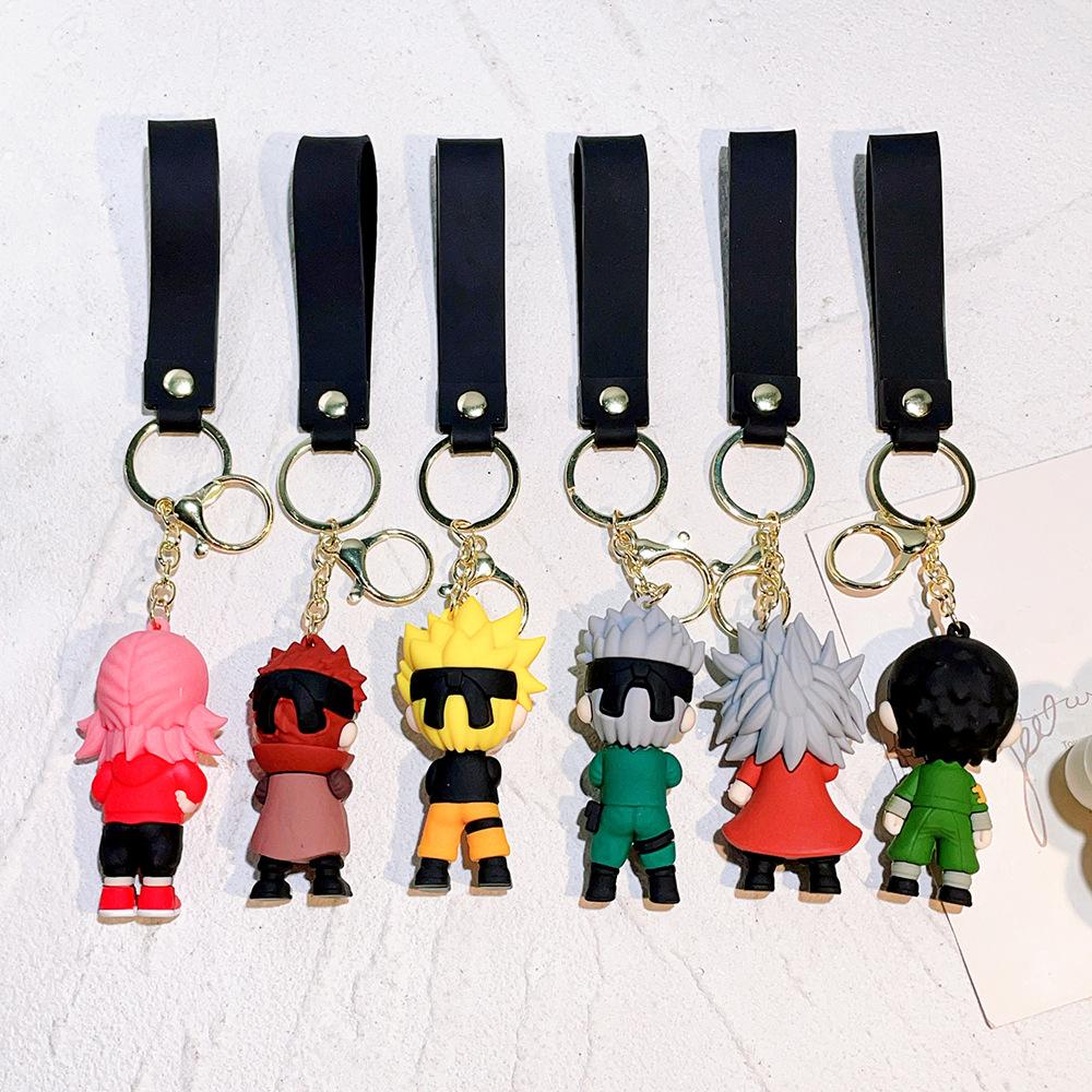 Cartoon PVC Naruto Anime Peripheral Toy Doll Keychain Naruto Silicone Figure Car Key Chain Christmas, Halloween Gift