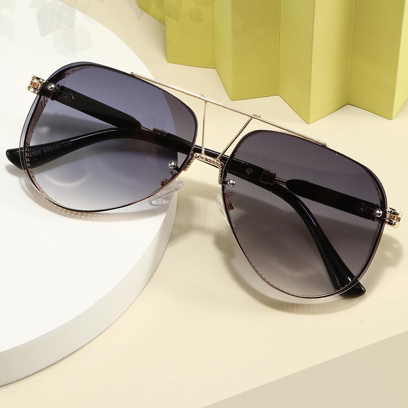 Retro large frame metal mesh ladies fashion sunglasses for outdoor travel vacation stylish and elegant