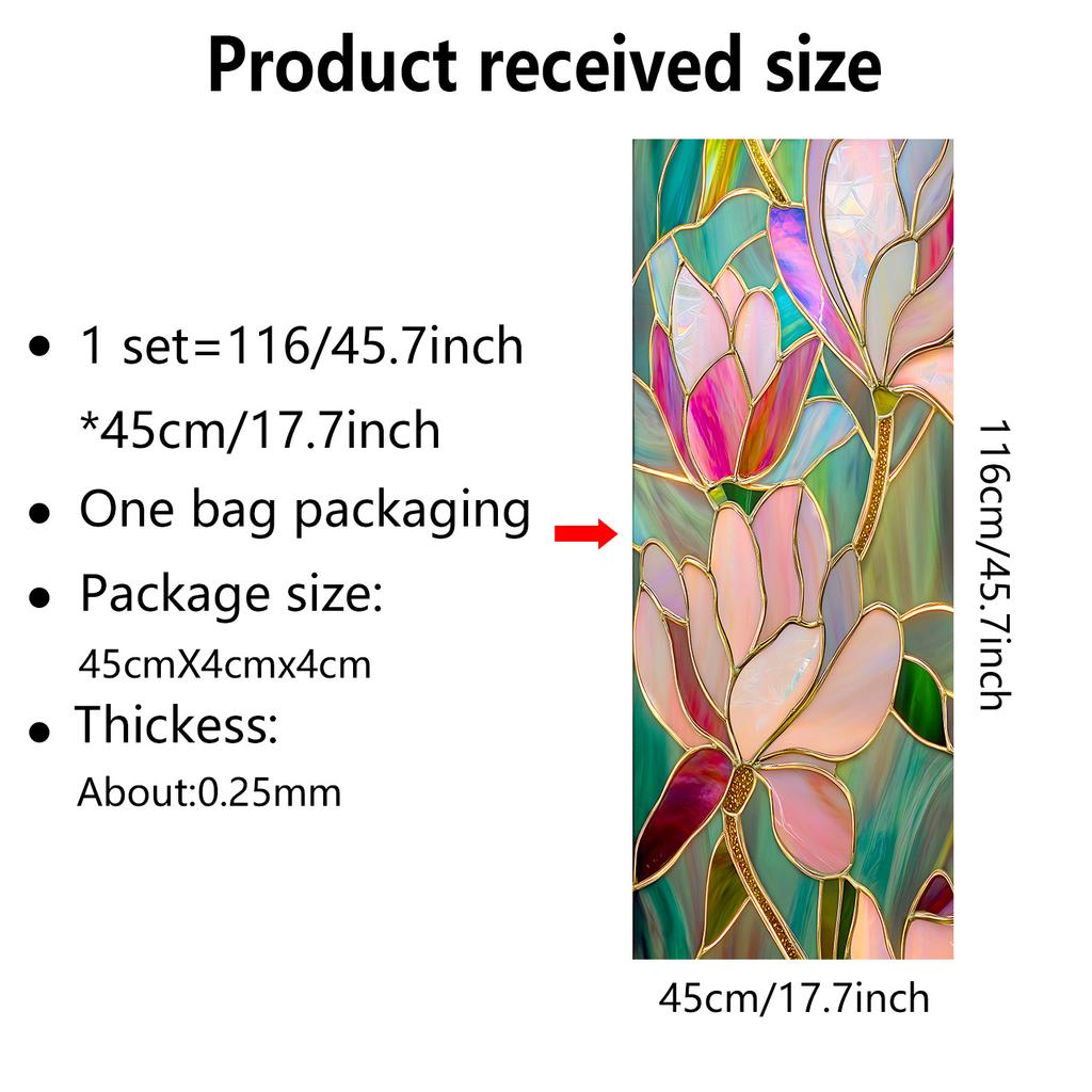 Europeisk Retro Stil Vindusfilm PVC Elektrostatisk Glassklistremerker Farget Vindusfilm Statisk Heftende Frostet Glassfilm