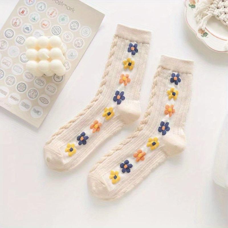Women's Girl's Little Flower Socks Cute Kawaii Socks Harajuku Woman's Fashion Socks Lolita Casual Sox Coloeful Socks Wholesale