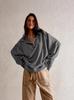 Streetwear Women Loose Fit Lantern Sleeve Hoodie With Button Details For Fall 2024