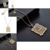 Gold Plated Pop Geometric Square Rose Flower Necklace Clavicle Sweater Chain Elegant Jewelry For Women