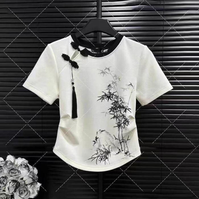 

Женская облегающая футболка с короткими рукавами Bamboo Gradient - Летняя мода XL белый