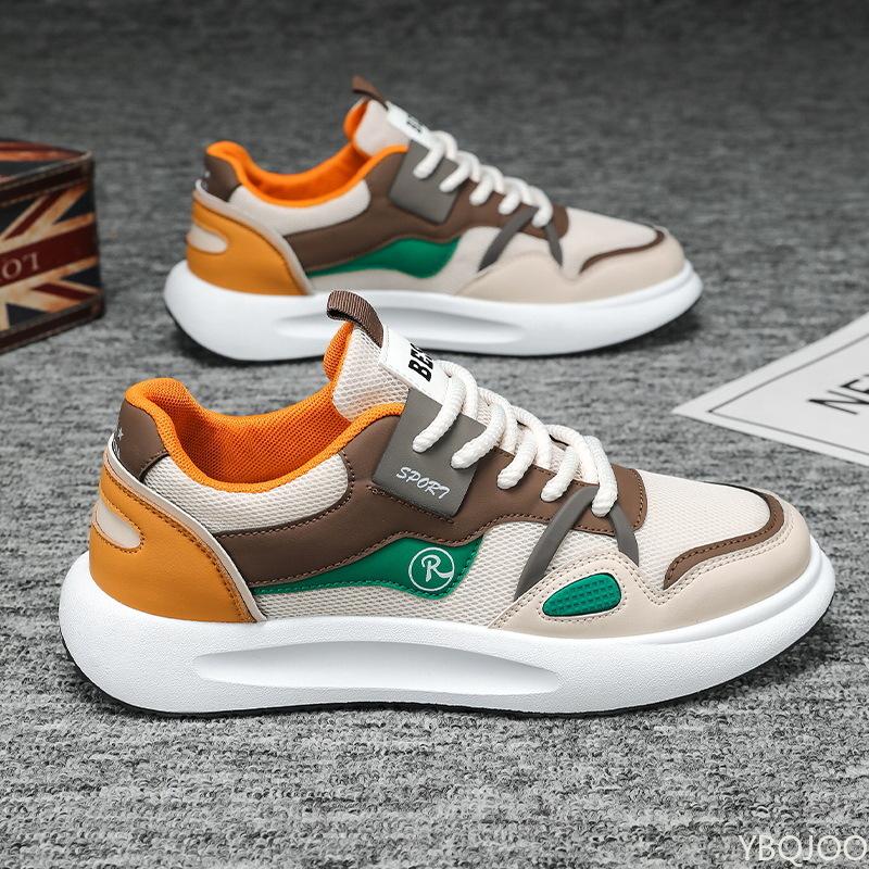 

Men s new spring autumn mesh low top sports shoes versatile thick soled casual men s wear-resistant breathable trendy shoes 46 оранжевый