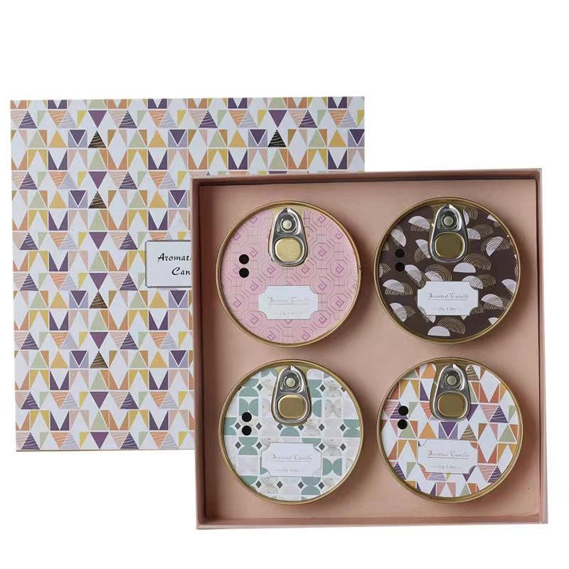 4PCS 120g Soy Wax Luxury Romantic Scented Candles Gift Box Set Aromatherapy Wholesale Bulk Fragrance Holiday Festivals Bathroom