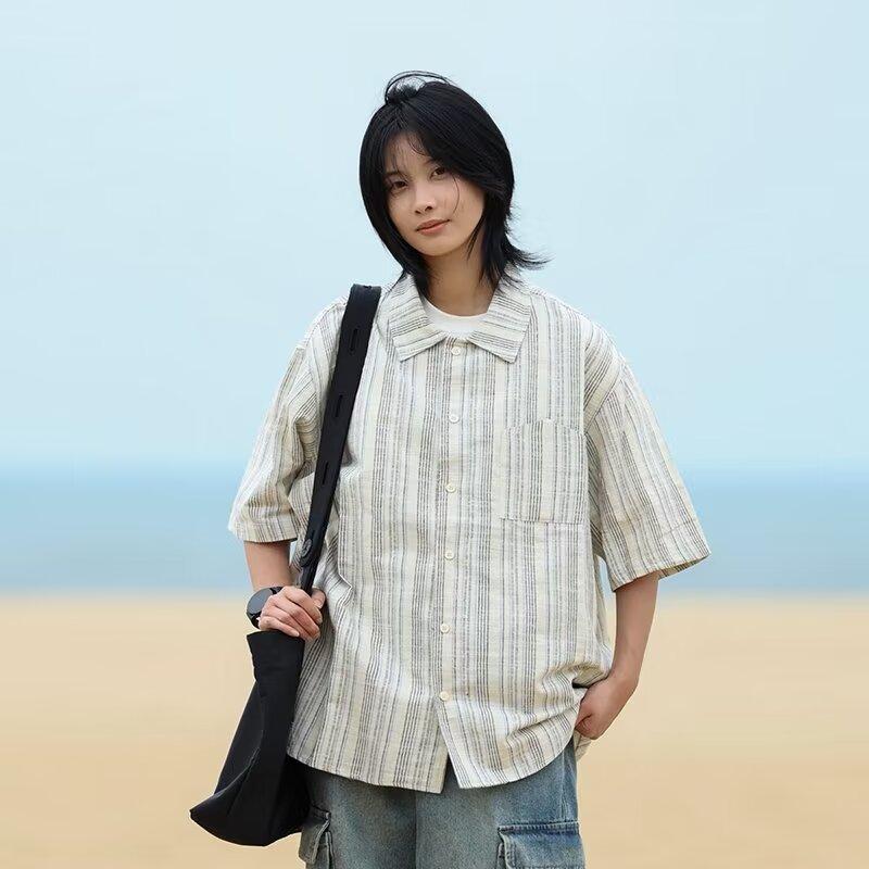 Summer Clothing Men'S Retro Casual Shirt Student Loose Niche Design Fun New Men'S Top For Outdoor Wear