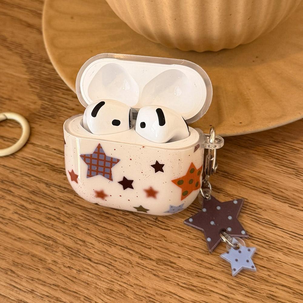 cute cartoon colorful stars imd retro pendant soft silicone protection cover case for airpods 1 2 3 4 Pro 3 Pro2 earphone cases