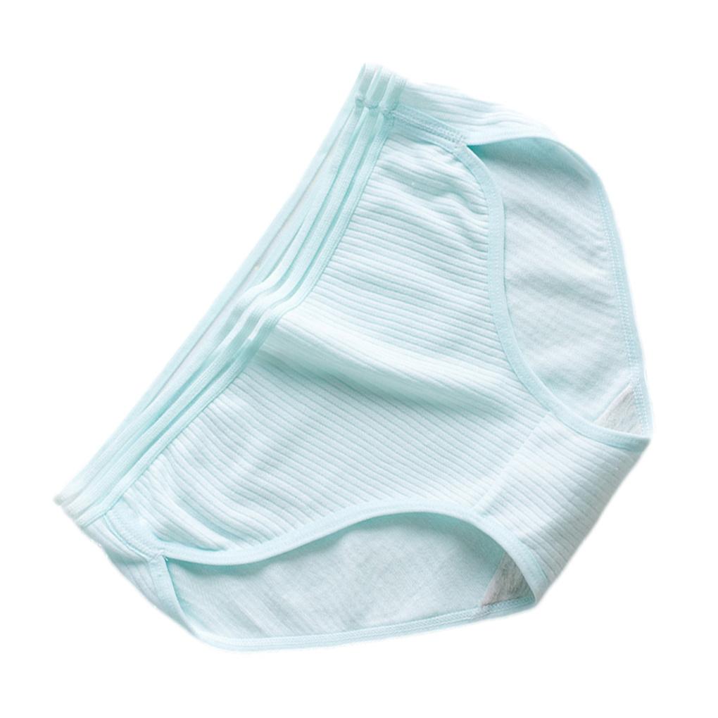 Cotton Women Brief Stripe Girl Underpant 3D Threaded Mid-waist Knicker Underwear