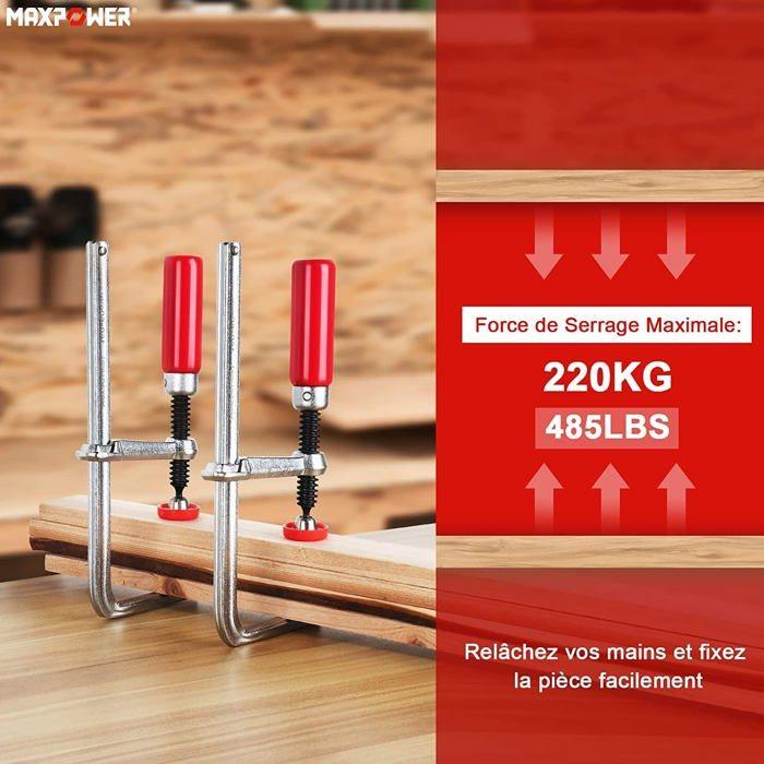 Serre Joint - MAXPOWER - MFT - 2 Pièces - Force De Serrage 220KG - Ouverture 160mm