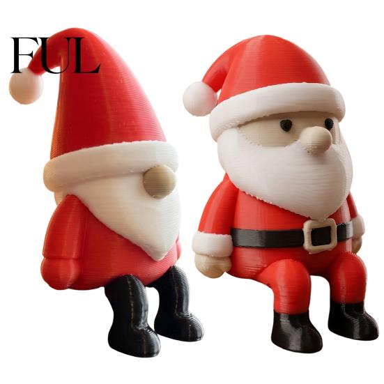 Holiday Shelf Sitter 3D Printed Santa Claus Figurine, Christmas Decoration, Party Supplies Small Gnome Statue for Desktop Home Decor Seasonal
