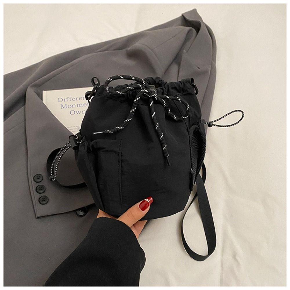 Kabelka Stahovací Kbelíková Taška Korejský Styl Malá Crossbody Taška Ležérní Nylonová Taška přes Rameno Cestování